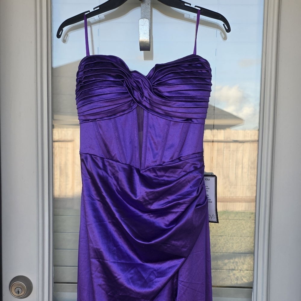 Emerald Sundae Purple Strapless Evening Corset Gown XL Slit Party Cocktail Prom - Picture 5 of 16